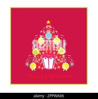 Stilizzata albero di natale card Illustrazione Vettoriale
