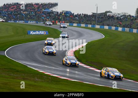 BTCC 2023, British Touring Car Championship, Donington Park Circuit, quattro vetture Napa Racing UK Foto Stock