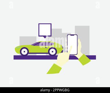 Prenotazione taxi tramite mobile app Illustrazione Vettoriale