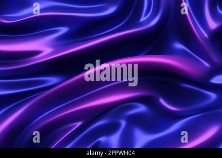 Tessuto di seta lucido. Forma d'onda. Rendering astratto background.3D Foto Stock