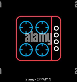 Cuoci il pannello di cottura superiore. Piano cottura a induzione Illustrazione Vettoriale