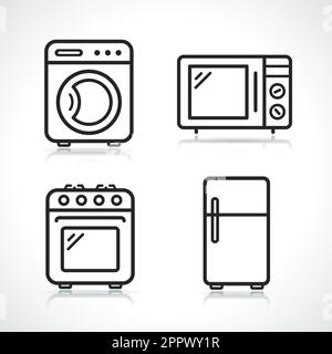 icone delle linee sottili degli elettrodomestici Illustrazione Vettoriale