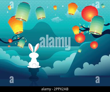 sfondo gradiente festa di metà autunno Illustrazione Vettoriale