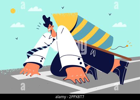 Uomo d'affari motivato pronto per la gara Illustrazione Vettoriale