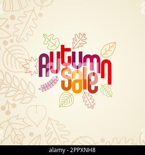 Design tipografico del concetto di vendita autunnale. Illustrazione Vettoriale