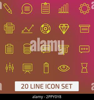 Set di 20 icone di linea Illustrazione Vettoriale