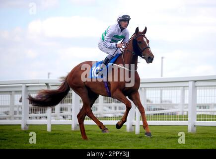 Madame Ambassador guidato dal jockey Richard Kingscote va ad inviare davanti al Betfred Nifty Fifty Great Metropolitan handicap all'Epsom Downs Racecourse, Surrey. Data immagine: Martedì 25 aprile 2023. Foto Stock