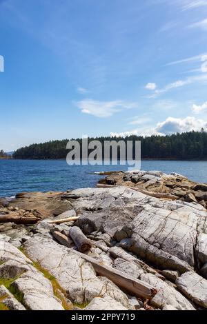 Rocky Shore sulla costa occidentale dell'Oceano Pacifico a Nanoose Bay. Natura sfondo Foto Stock