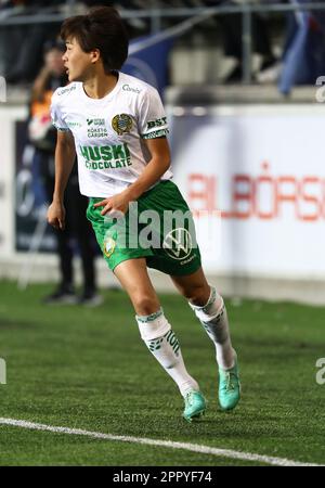 Hammarbys no 14 Maika Hamano durante la partita di calcio di lunedì nell'OBOS Damallsvenskan tra Linköping FC-Hammarby IF all'arena di Bilbörsen, Linköping, Svezia. Foto Stock