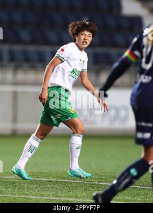 Hammarbys no 14 Maika Hamano durante la partita di calcio di lunedì nell'OBOS Damallsvenskan tra Linköping FC-Hammarby IF all'arena di Bilbörsen, Linköping, Svezia. Foto Stock