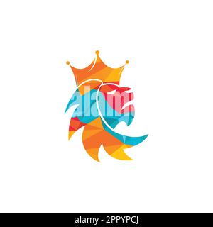 Testa leone logo design vettoriali. re leone segno di testa concetto. Illustrazione Vettoriale