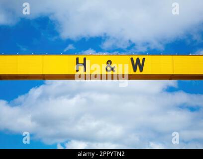 Trave principale su una delle famose gru di Harland e Wolff, Belfast Foto Stock