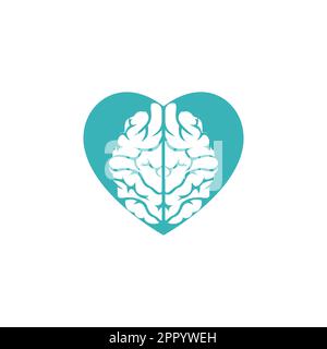 Design creativo del logo a forma di cuore del cervello. Pensare concetto di idea. Brainstorm potere pensare cervello logotipo icona. Illustrazione Vettoriale