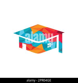 Casa scuola istruzione logo design. Modello del logo dell'alloggiamento dello studente. Illustrazione Vettoriale