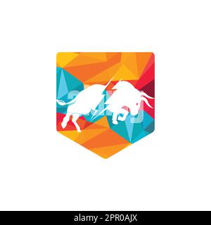 Toro con logo Thunder. Energia elettrica flash in toro. Illustrazione Vettoriale