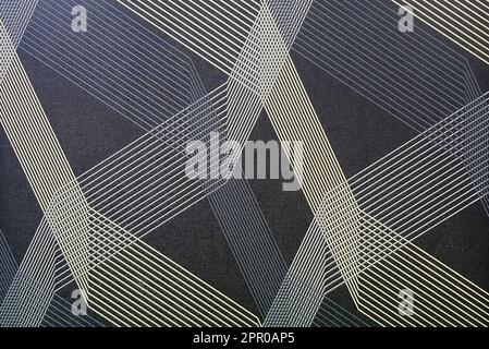 Carta da parati. Ornamento geometrico della carta da parati sullo sfondo. Carino nero bianco motivo astratto, disegno della parete del vinile Foto Stock