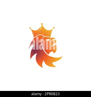 Testa leone logo design vettoriali. re leone segno di testa concetto. Illustrazione Vettoriale