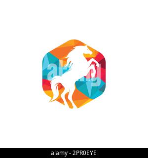 Disegno del logo vettoriale del cavallo. Logo di corse ippiche. Illustrazione Vettoriale