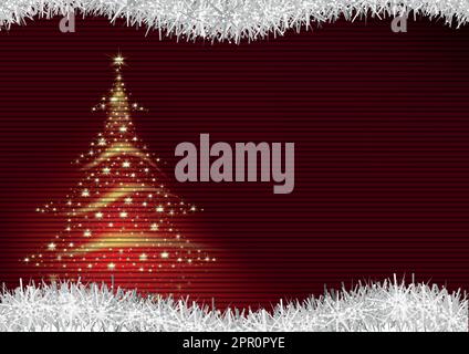 Sfondo rosso di Natale con Abstract albero di Natale Illustrazione Vettoriale