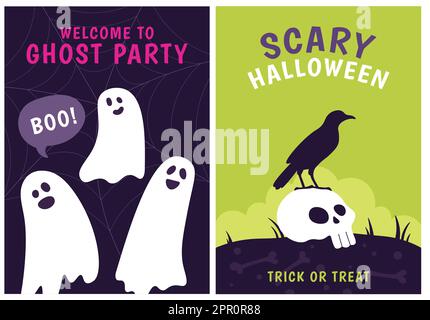 Spoky Ghosts Halloween Party invito Illustrazione Vettoriale