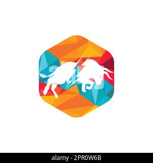 Toro con logo Thunder. Energia elettrica flash in toro. Illustrazione Vettoriale