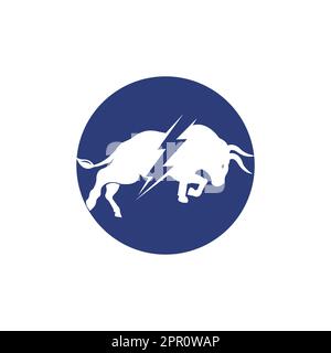 Toro con logo Thunder. Energia elettrica flash in toro. Illustrazione Vettoriale