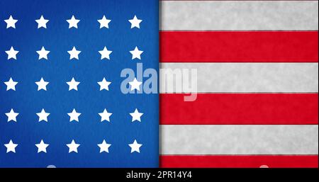 Composizione di stelle bianche e strisce rosse su sfondo blu e bianco Foto Stock