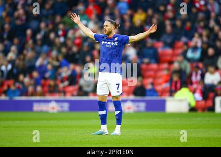 Oakwell Stadium, Barnsley, Inghilterra - 25th aprile 2023 Wes Burns (7) di Ipswich Town - durante il gioco Barnsley contro Ipswich Town, Sky Bet League One, 2022/23, Oakwell Stadium, Barnsley, Inghilterra - 22nd aprile 2023 Credit: Arthur Haigh/WhiteRosePhotos/Alamy Live News Foto Stock