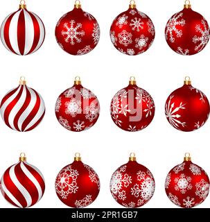 Set di sfere in vetro per decorazione natalizia Illustrazione Vettoriale