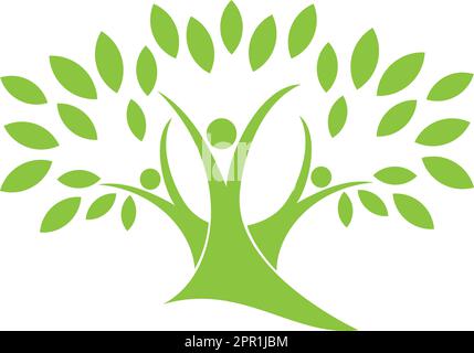 Persone, albero, giardiniere, naturopata, logo Illustrazione Vettoriale