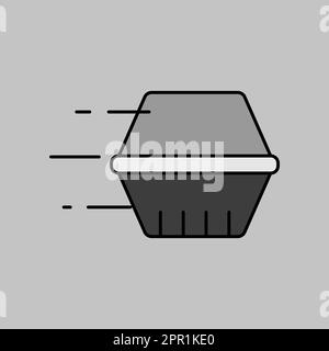 Icona della scala di grigi vettoriale della scatola degli alimenti. Segnale di consegna Illustrazione Vettoriale