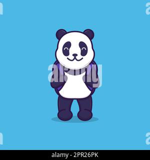 Carino panda andare a scuola Illustrazione Vettoriale