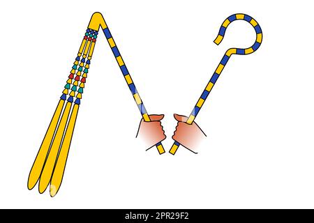 Simboli di crook e flagello, insegne di autorità di faraoni nell'antico Egitto Illustrazione Vettoriale