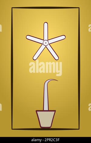 Stella e incenso bruciatore, in una cornice rettangolare, illustrazione colorata Illustrazione Vettoriale