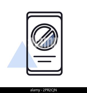 Simbolo di divieto sull'icona del vettore sullo schermo dello smartphone Illustrazione Vettoriale