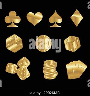 Icone Golden gioco isolato su sfondo nero Illustrazione Vettoriale