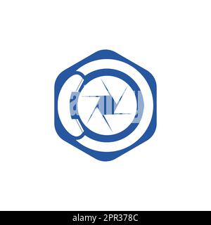 Disegno del logo vettoriale della chiamata della foto. L'idea del logo SNAP Call. Illustrazione Vettoriale