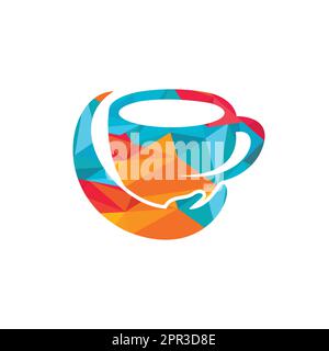 Logo vettoriale per la cura del caffè. Tazza da caffè e design icona a mano. Illustrazione Vettoriale