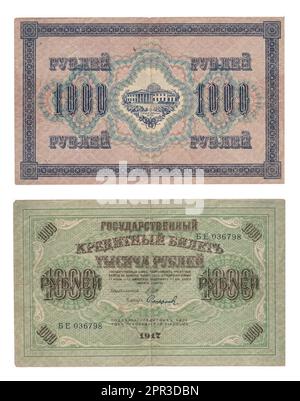 Carta moneta da Tsar Russia. Foto di vecchie banconote dalla Russia. Foto Stock