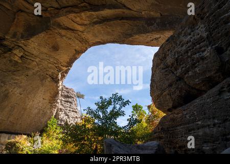 Roccia paesaggistica naturale nella Foresta Nazionale di Daniel Boone Foto Stock