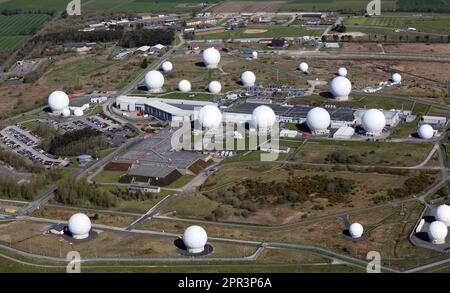 Vista aerea di Menwith Hill vicino Harrogate, North Yorkshire Foto Stock