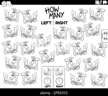 contare le immagini di cane che gioca sulla pagina computer colorazione Illustrazione Vettoriale