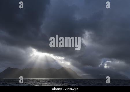 Condizioni meteorologiche avverse sulle isole Lofoten, Norvegia, Isole Lofoten Foto Stock