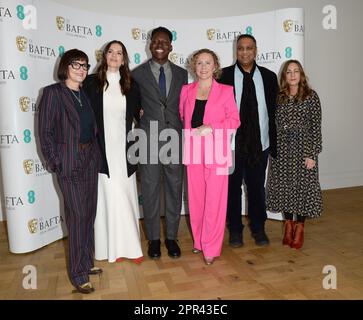La foto deve essere accreditata ©Alpha Press 078237 19/01/2023 Jane Millichip Hayley Atwell Toheeb Jimoh Anna Higgs Krishnendu Majumdar and Emma Baehr 76th BAFTA British Academy Film Awards 2023 Nominations Annuncio a Londra Foto Stock