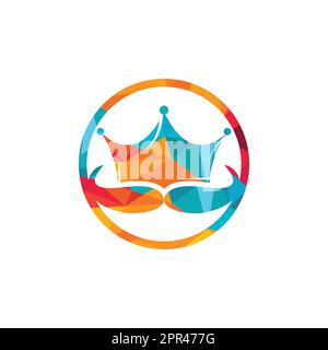 Logo Mustache king vettoriale. Elegante logo baffi a corona. Illustrazione Vettoriale