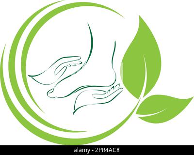 Piedi, pedicure, massaggio ai piedi, benessere, logo Illustrazione Vettoriale