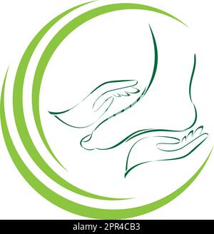 Piedi, pedicure, massaggio ai piedi, benessere, logo Illustrazione Vettoriale