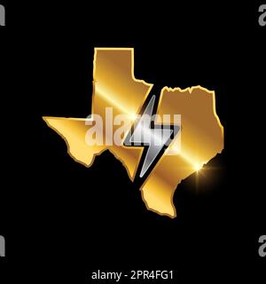 Segnale vettoriale mappa del Texas d'oro Illustrazione Vettoriale