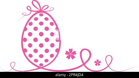 Buon vettore di uovo di Pasqua. Estratto flourish progettato uovo in rosa. Sfondo isolato bianco. Illustrazione Vettoriale