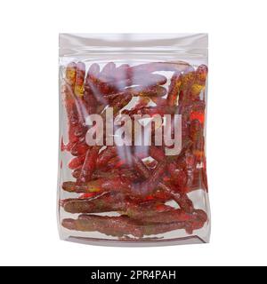 Speziato-Chili chamoy riscalda in custodia trasparente isolato su sfondo bianco dettagli di alta qualità, rendering 3D Foto Stock